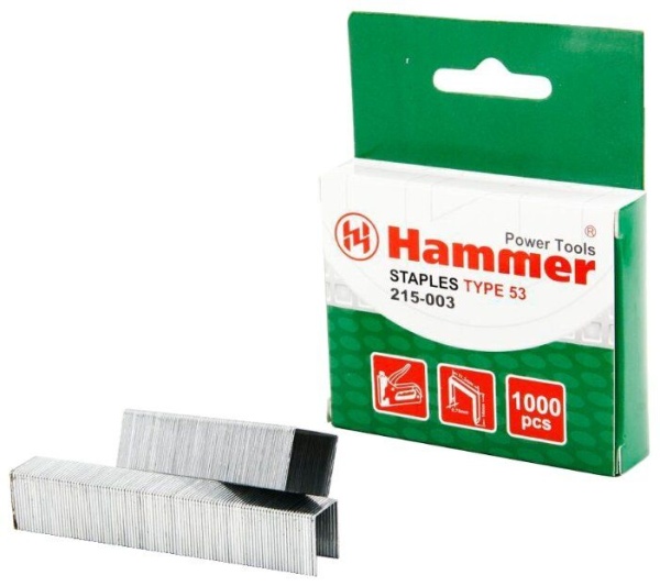 Купить Скобы Hammerflex 215-003 тип 53 для степлера, 14 мм в Екатринбурге тел: 8-343-270-60-96.